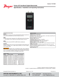 Thumbnail of document Manual - 475 Intrinsically Safe Handheld Digital Manometer
